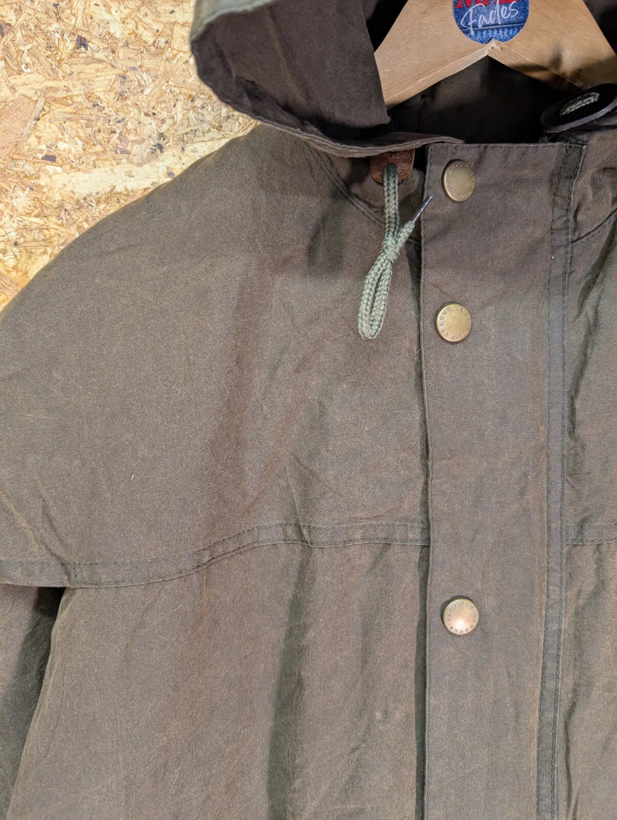 Barbour Catterick Parka Wax Jacket Large Green Cotton Cape Hood Sylkoil Finish