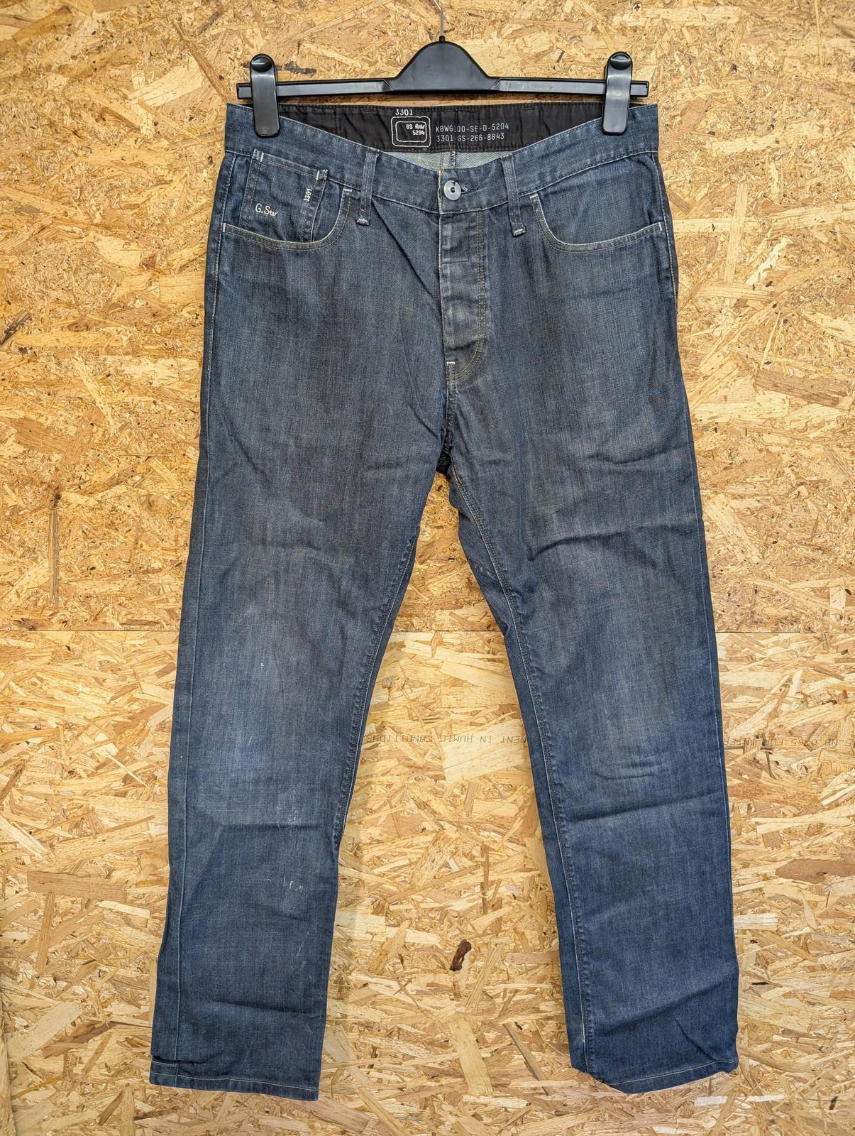 G-Star Raw Jeans W31 L32 Men Straight Fit Button Fly Blue Denim 3301 Utility