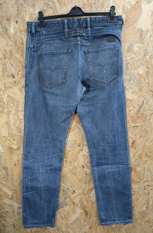 Diesel Jodar Jeans W34 L34 008Y9 Blue Buckle Back Comfort Carrot Cinch Turbo