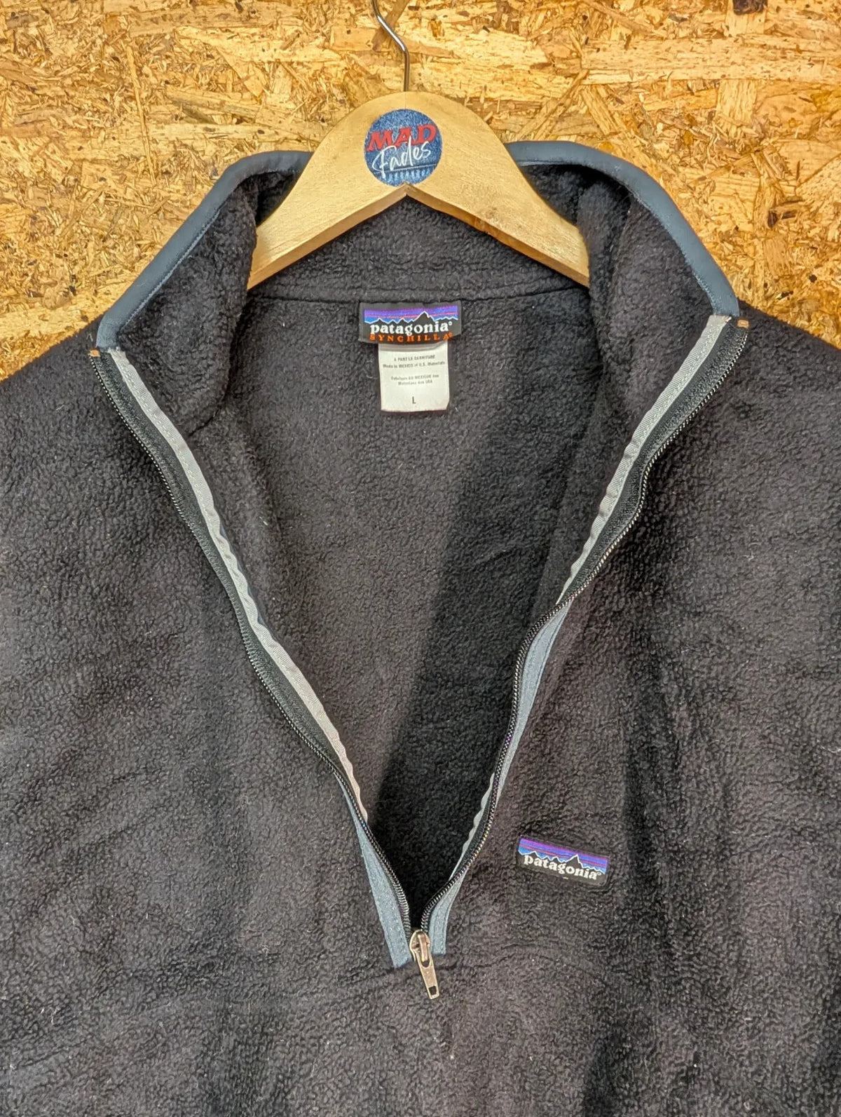 Patagonia Synchilla Fleece Mens Large Black 1/4 Zip Vintage Hiking Outdoors