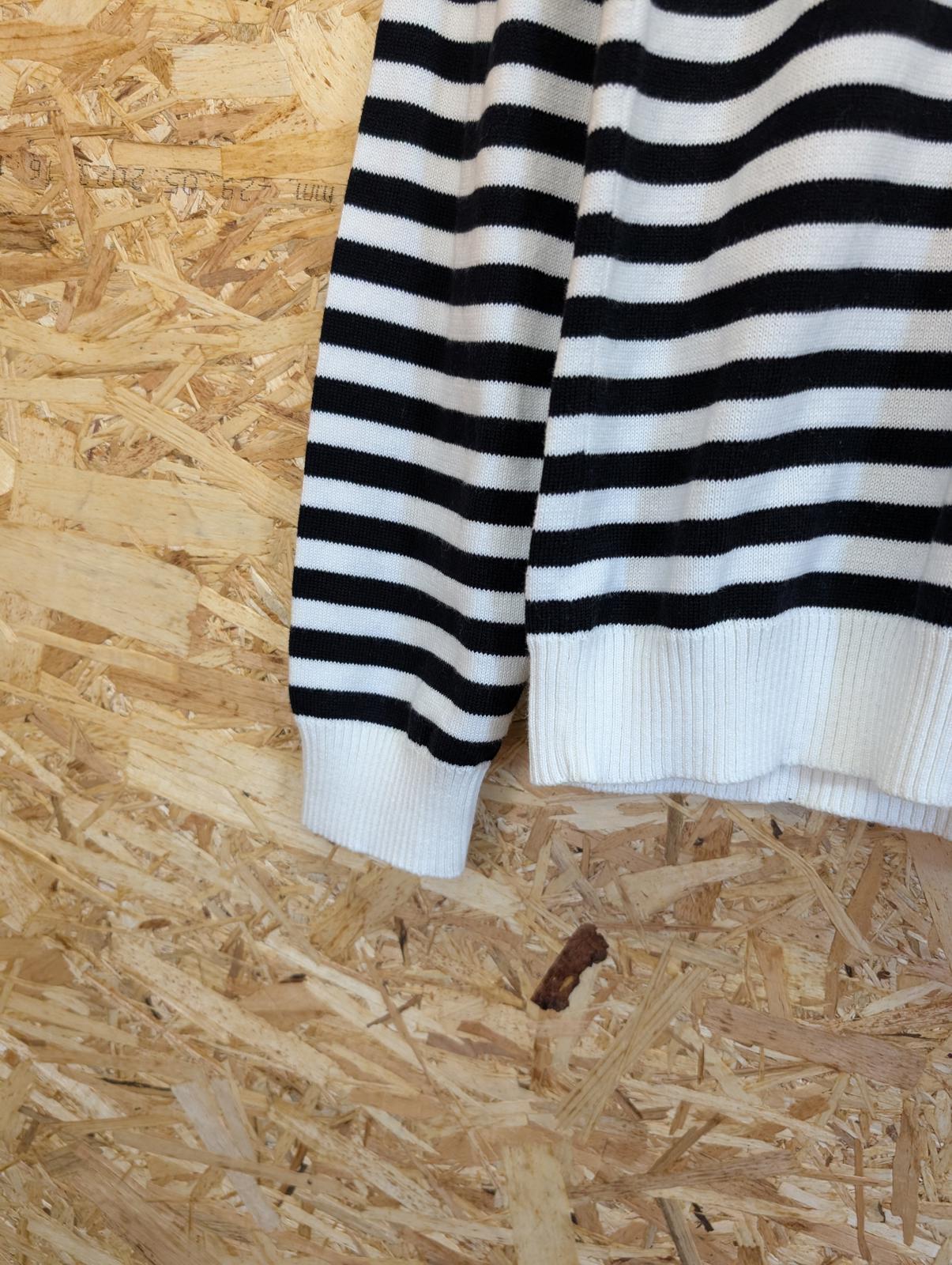 Peoples Market Knit Jumper Black White Stripe Size 14 Medium New