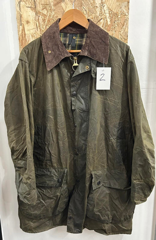 Barbour Border A200 Waxed Cotton Jacket Vintage 80s Olive Green C42 Large