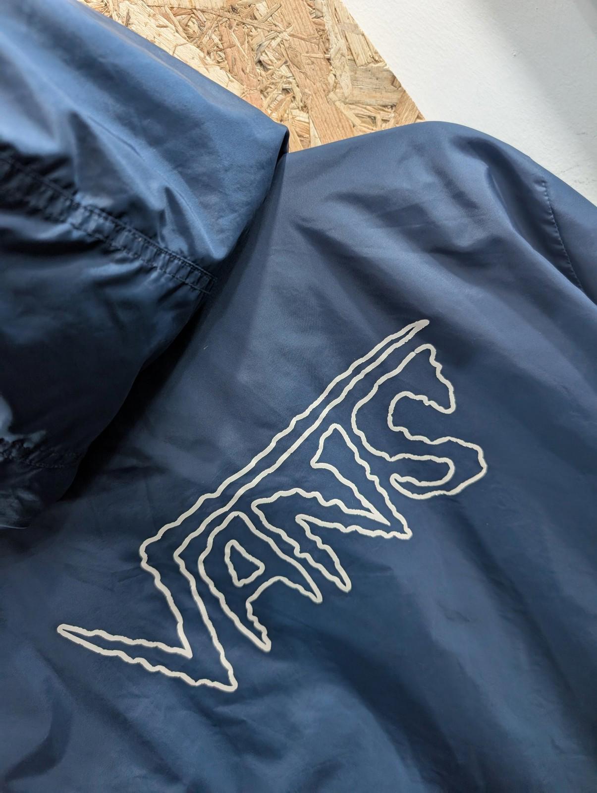 Vans Turnstall Jacket Large Men Hooded Logo Fleece Lined Windbreaker Navy Blue