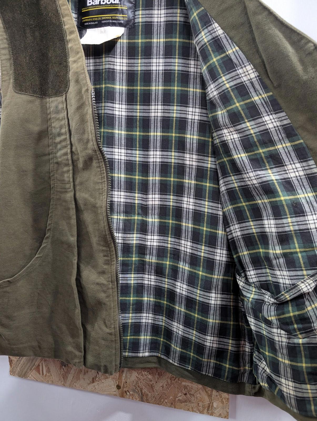 Barbour Shooting Waistcoat Large Men Khaki Green Cotton Hunting Vest Moleskin