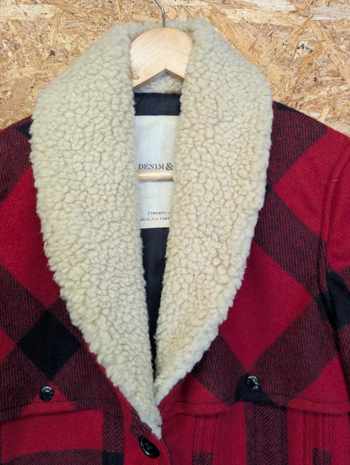 Ralph Lauren Denim & Supply Jacket Mens S Mackinaw Red Wool Buffalo Plaid Sherpa
