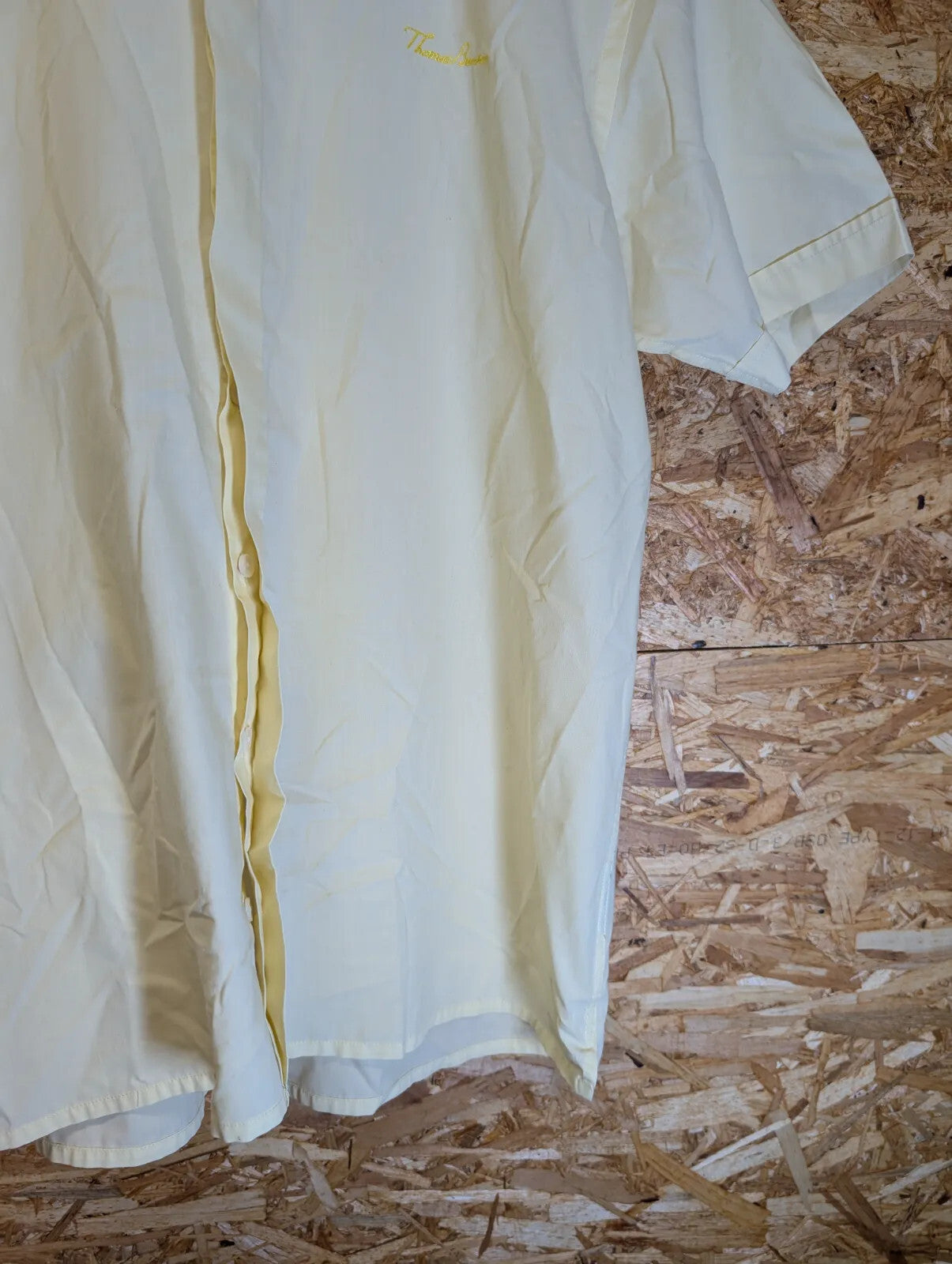 Vintage Thomas Burberry Short Sleeve Button Up Shirt Mens XL Yellow Cream Cotton