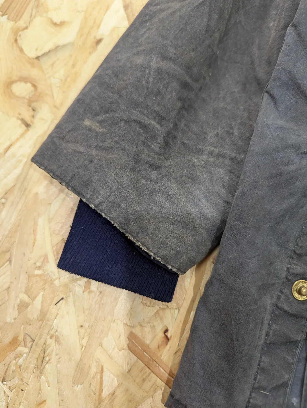 Vintage Barbour Bedale Wax Jacket Men XS C34 Navy Blue Cotton Tartan 80s England