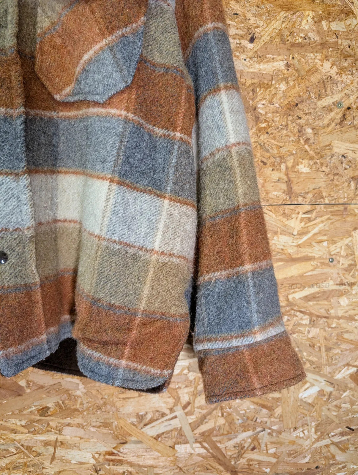 Vintage Styled By C&L Sportwear Jacket Large Brown Orange Wool Plaid Canada 70s