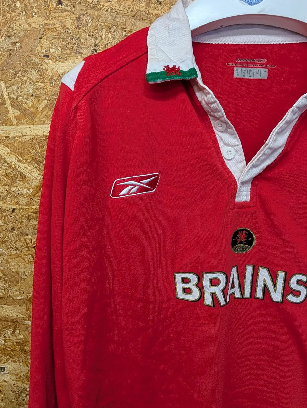 Wales Rugby 04/06 Shirt Womens UK16 XL Red Button Up L/S Cymru Reebok WRU