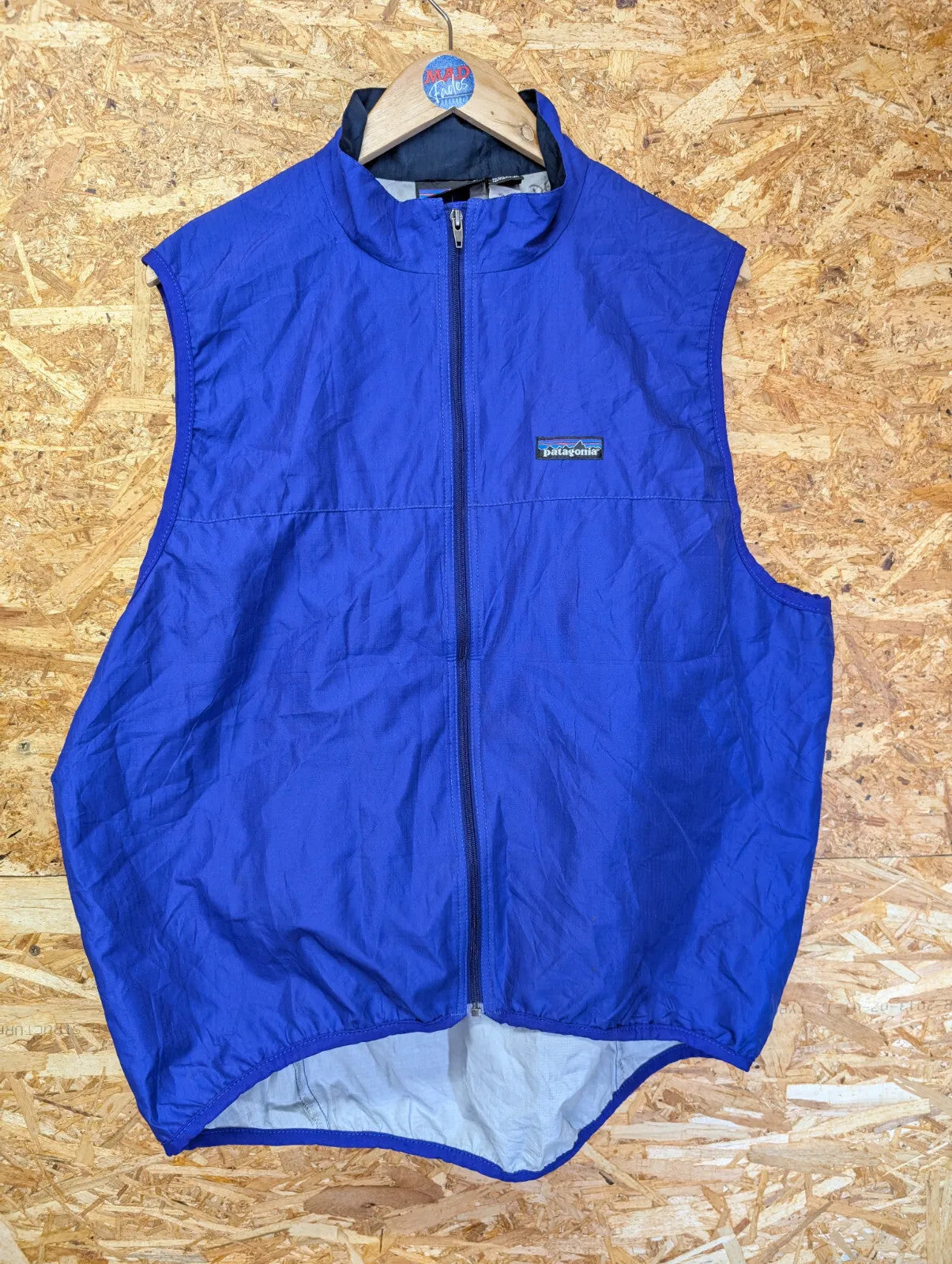 Vintage Patagonia Windbreaker Zip Vest Mens Large Blue Waterproof Hiking 90s