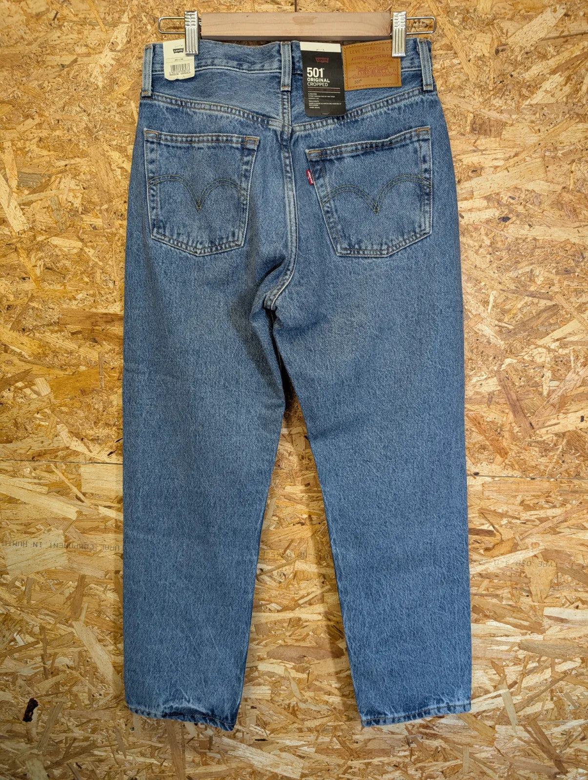 Levis 501 Original Cropped Jeans Women W26 L26 Blue Denim Regular Straight