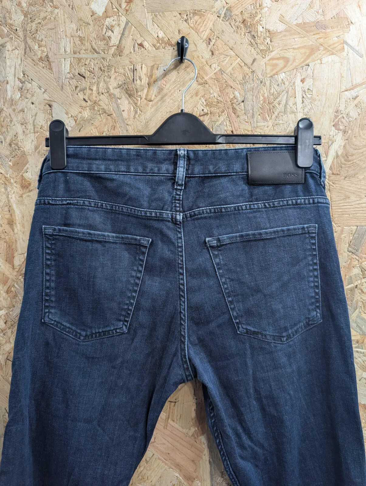Hugo Boss Delaware Jeans Mens W34 L32 Dark Blue Wash Stretch Denim Slim Fit Zip