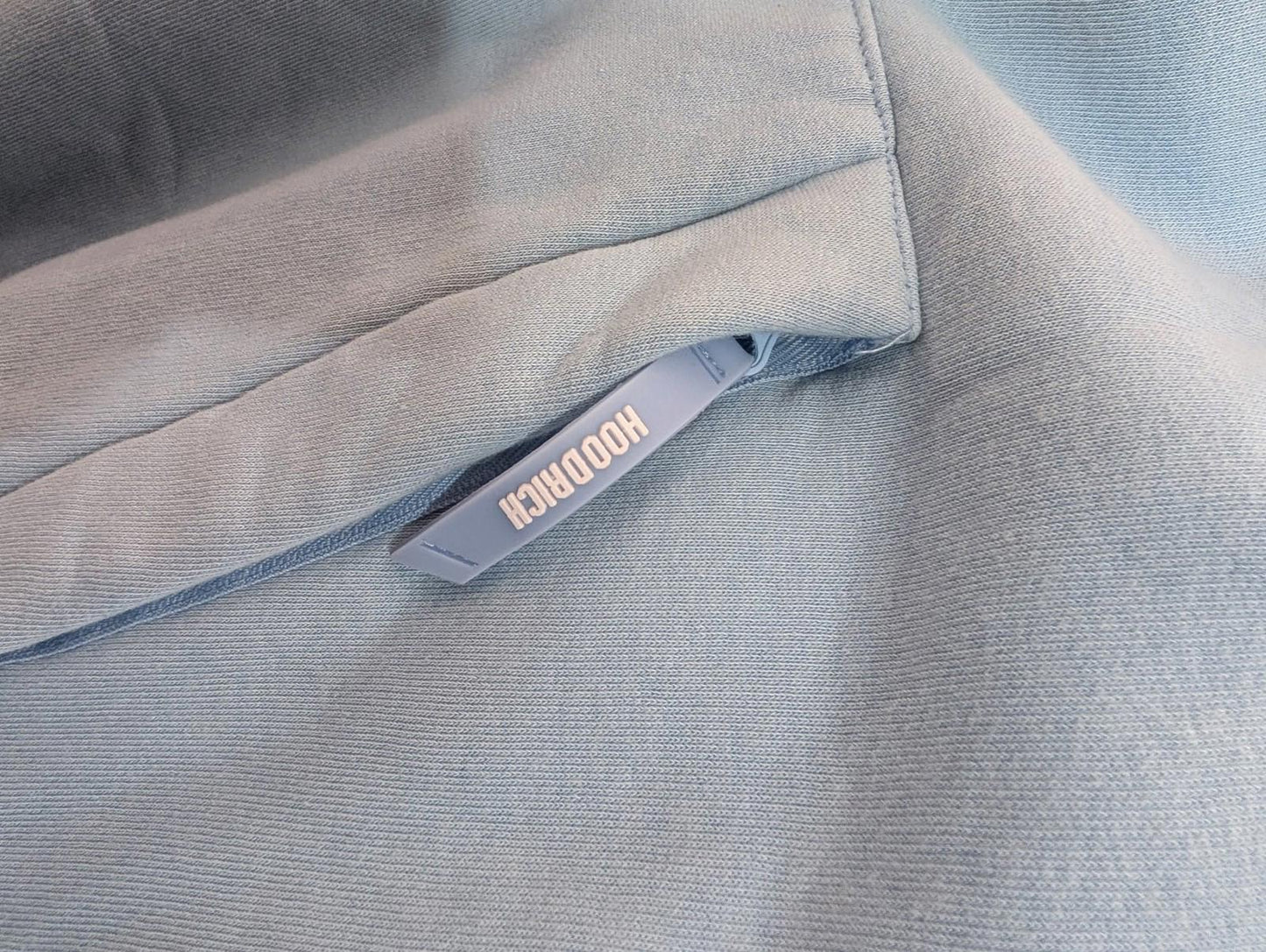 Hoodrich Hoodie Small Men Relaxed Fit Embroidered Light Sky Blue Zip Pocket