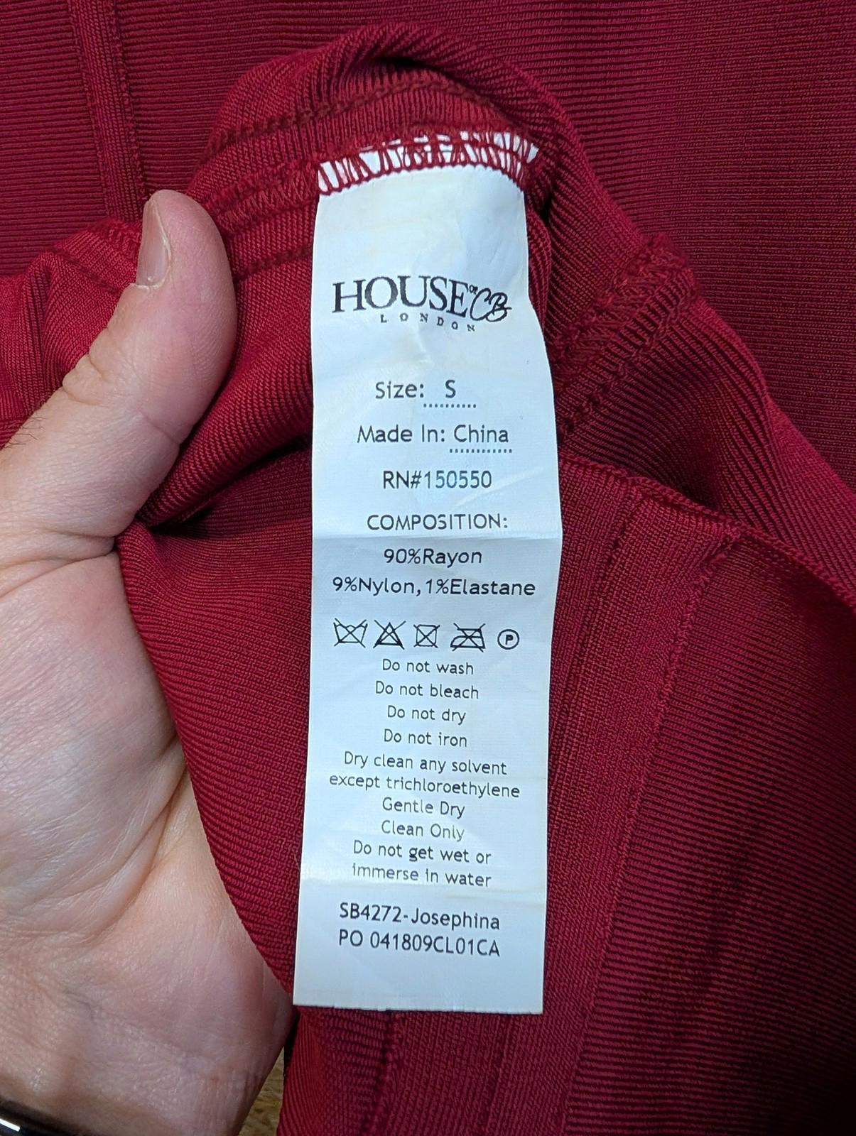 House of CB Bodycon Dress Women's S Strappy Burgundy Red Rayon Blend
