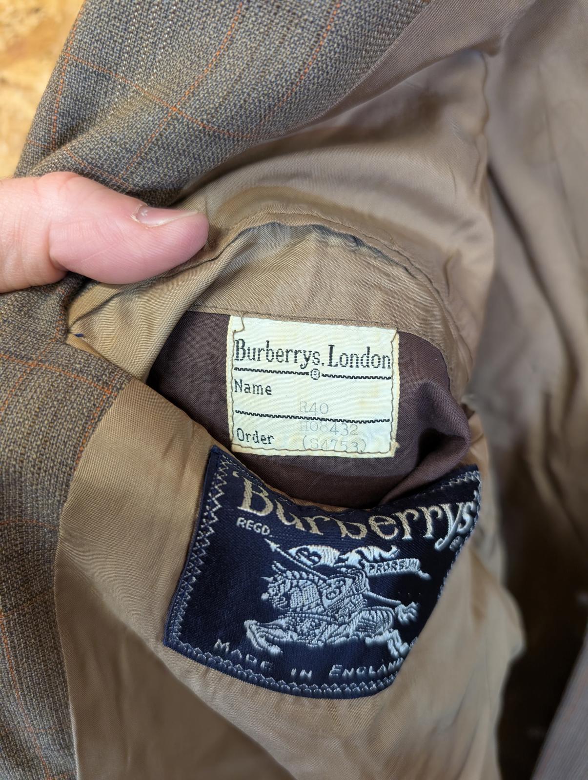 Burberry Size 40 Medium Blazer Jacket Wool Vintage 80s Brown Check