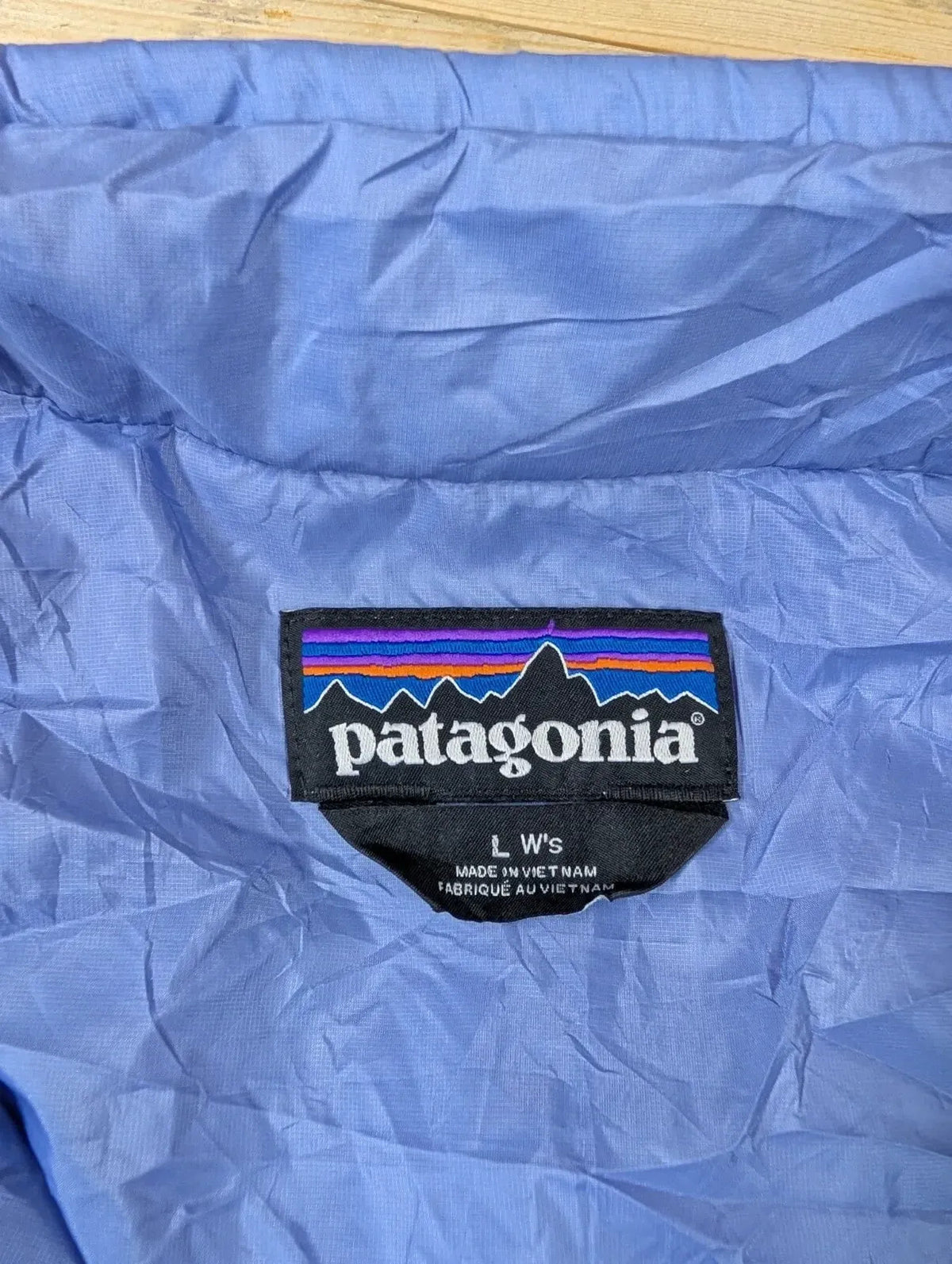 Patagonia Nano Puff Jacket Womens Large Light Blue Purple Quilted Puffer Padded