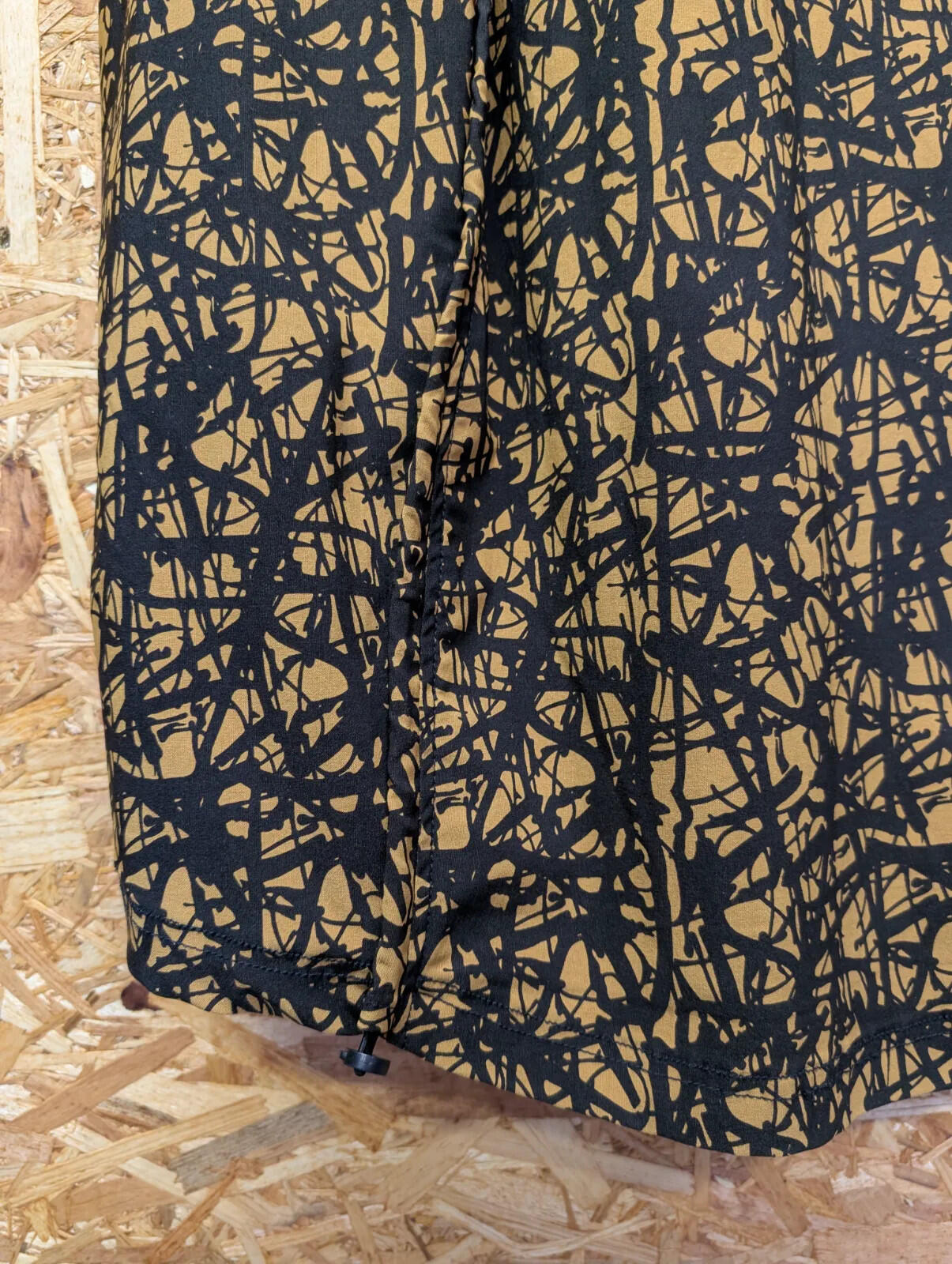 Noen Dress Womens Size 8 Oversized Loose Mustard Black Abstract Stretch Gorpcore