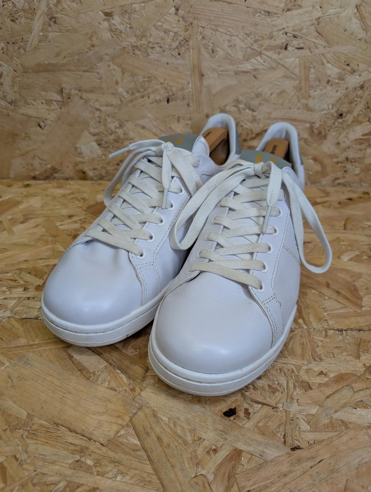 Fred Perry B722 Trainers UK 10 Mens Low Top White Leather Casual Shoes Lace Up