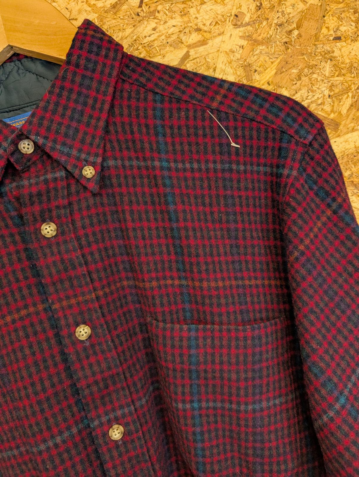 Pendleton Fireside Shirt Mens Medium Burgundy Blue Check Plaid Wool Made In USA