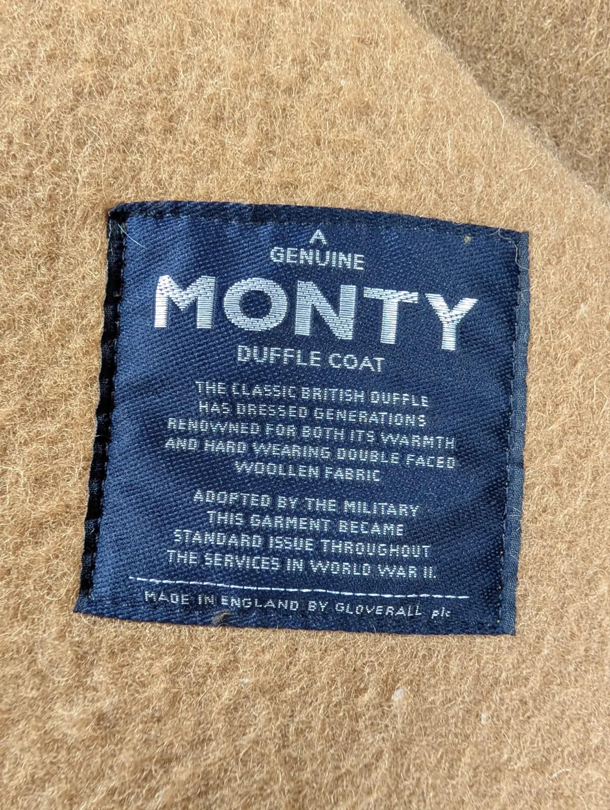Gloverall Monty Duffle Coat L Brown Wool Hood Toggle Long Heavy Classic England