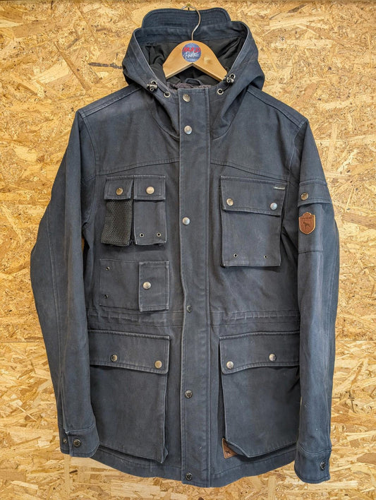 One True Saxon Jacket Mens Small Parka Casual Coat Navy Blue Hooded Cotton