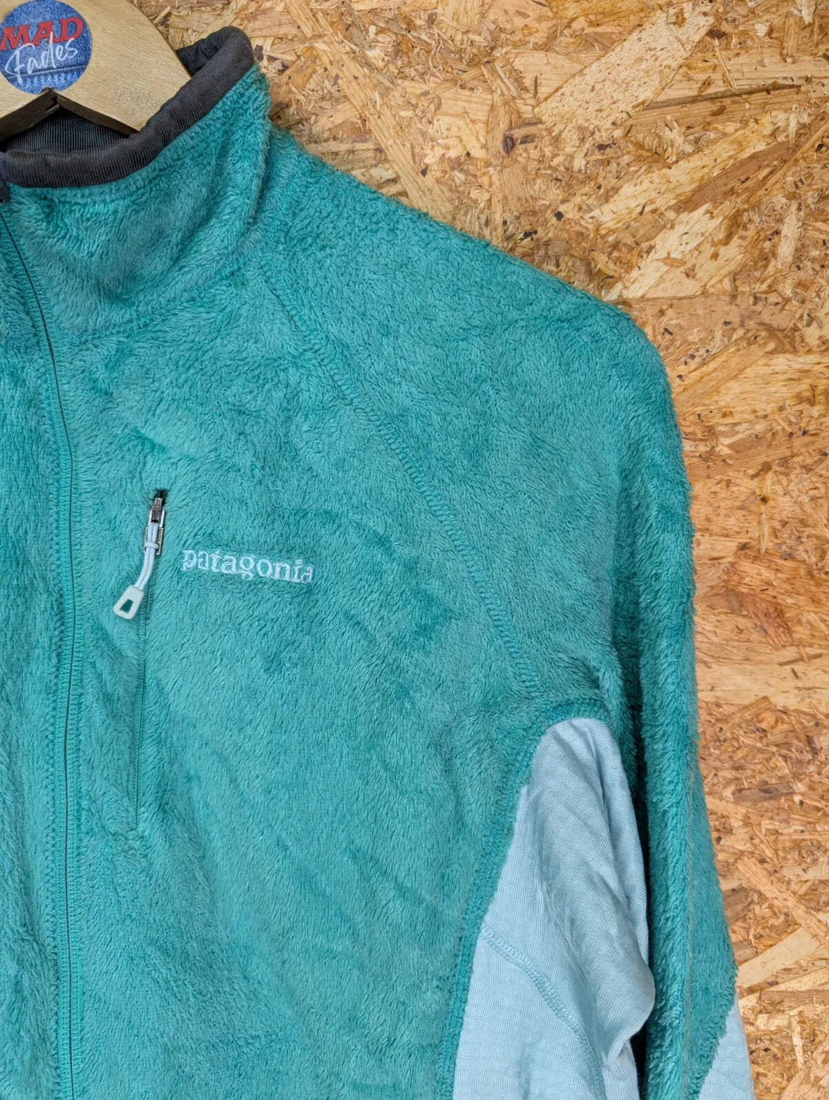 Patagonia R2 Fleece Jacket Womens Large Green Turquoise Polartec Thermal Pro Zip