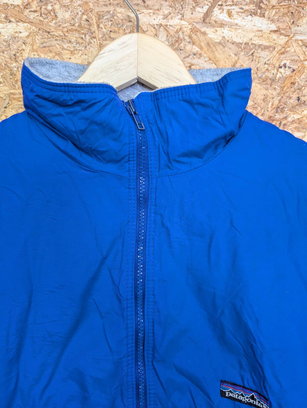 Vintage Patagonia Fleece Lined Jacket Mens Large Blue Full Zip Mock Neck 90s USA