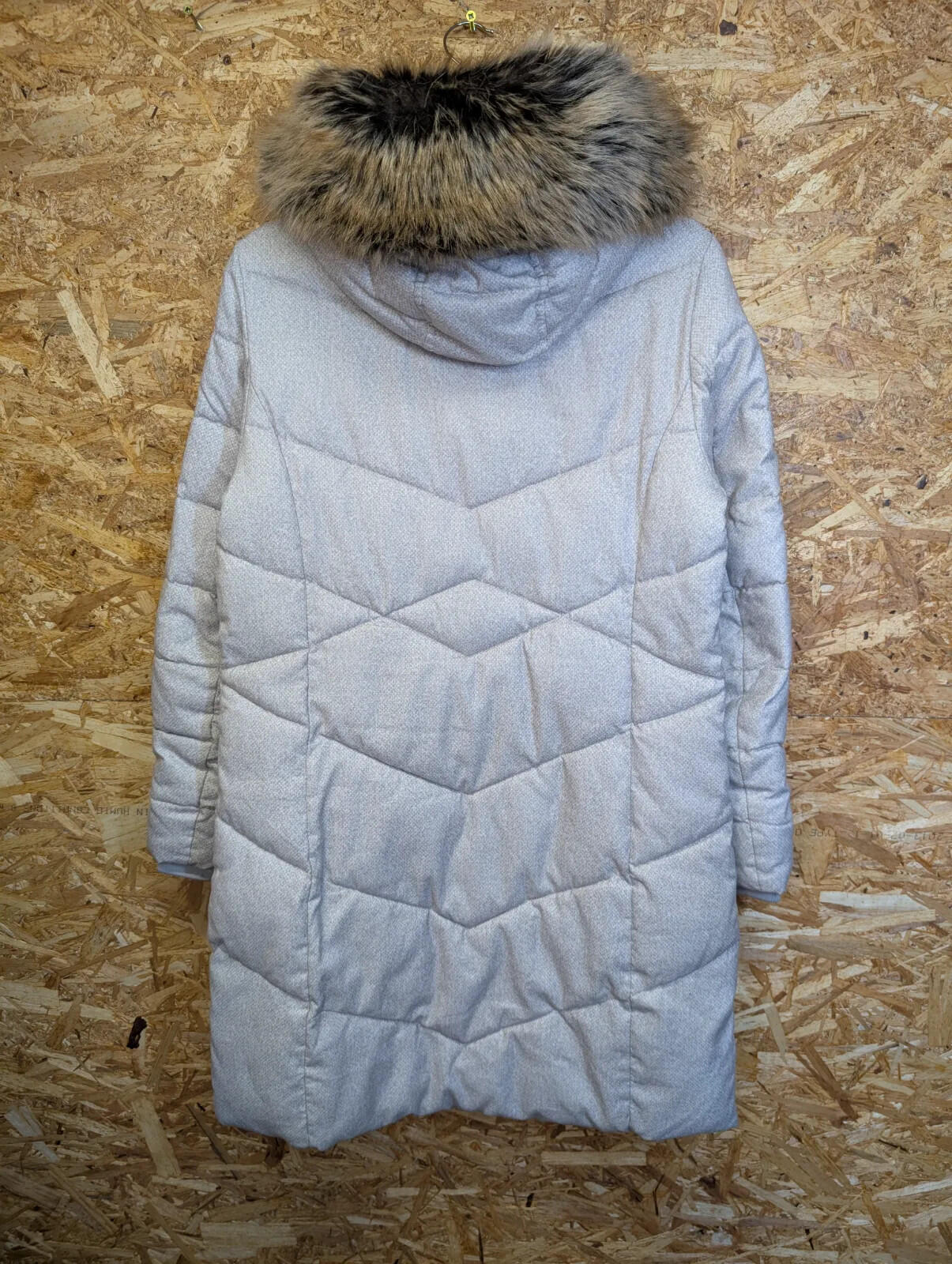 Barbour Sternway Quilted Coat Size 12 Womens White Grey Hooded Parka Beacon Long
