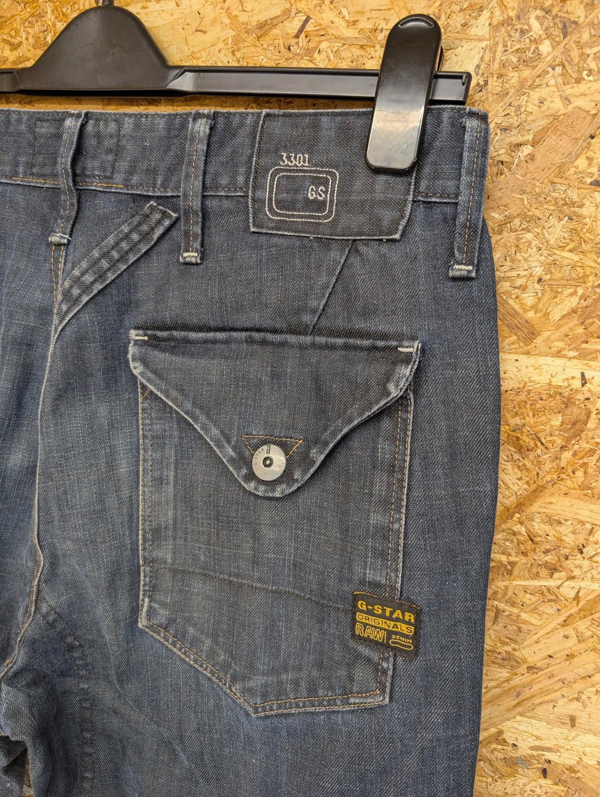 G-Star Raw Jeans W31 L32 Men Straight Fit Button Fly Blue Denim 3301 Utility