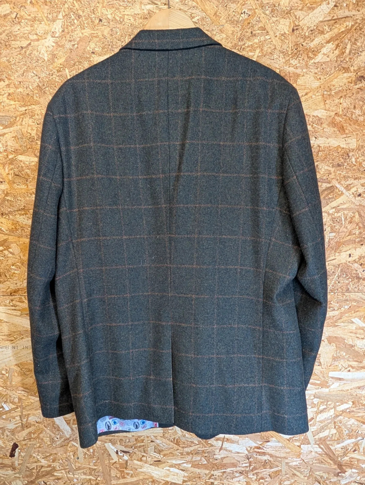Cavani Tweed Blazer Mens UK XXL 46 Green Wool Checked Jacket Derby Button Up