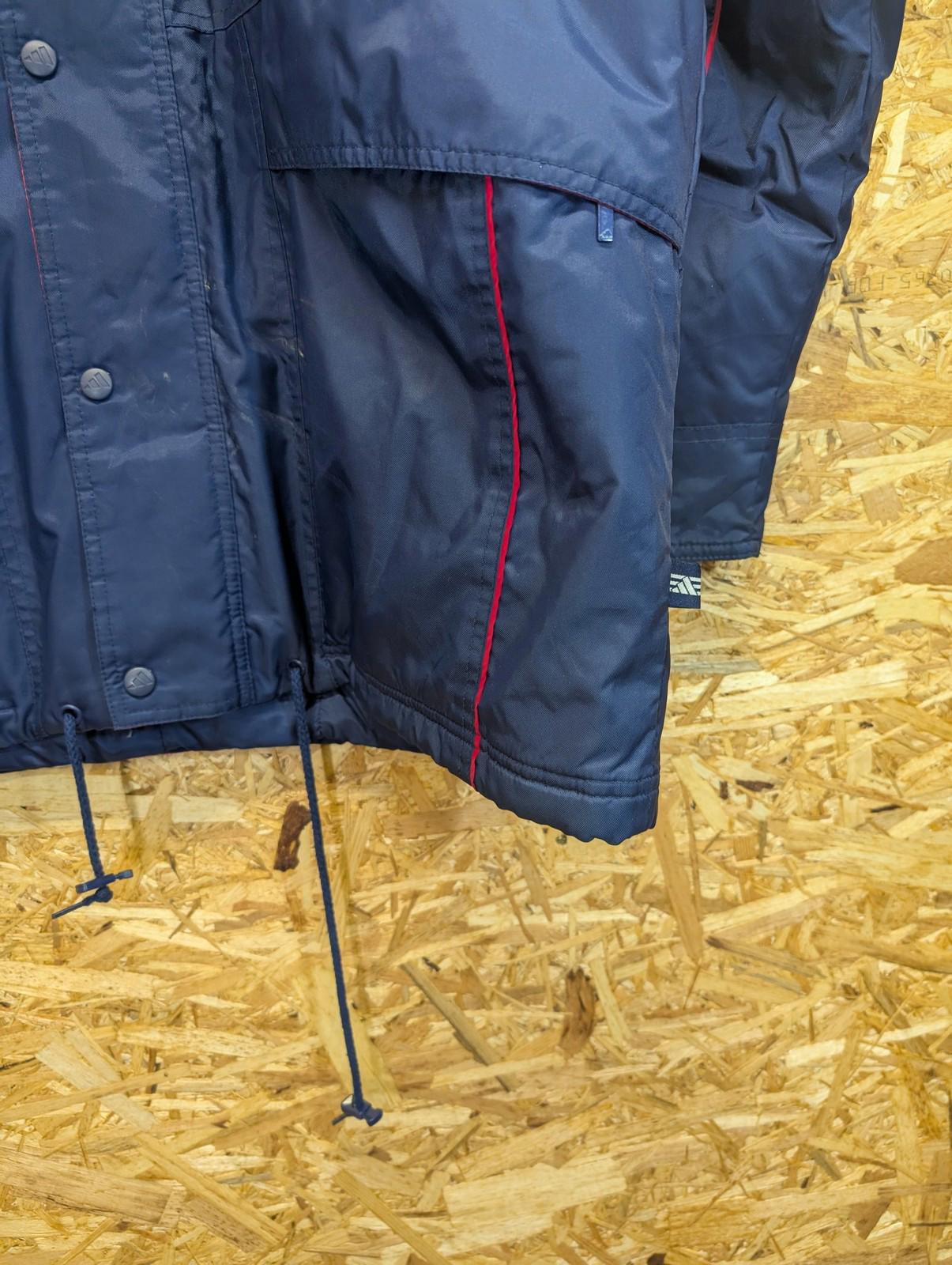 Adidas Parka Jacket Large Men Hooded Vintage 3-Stripes Navy Blue Red Padded Y2K