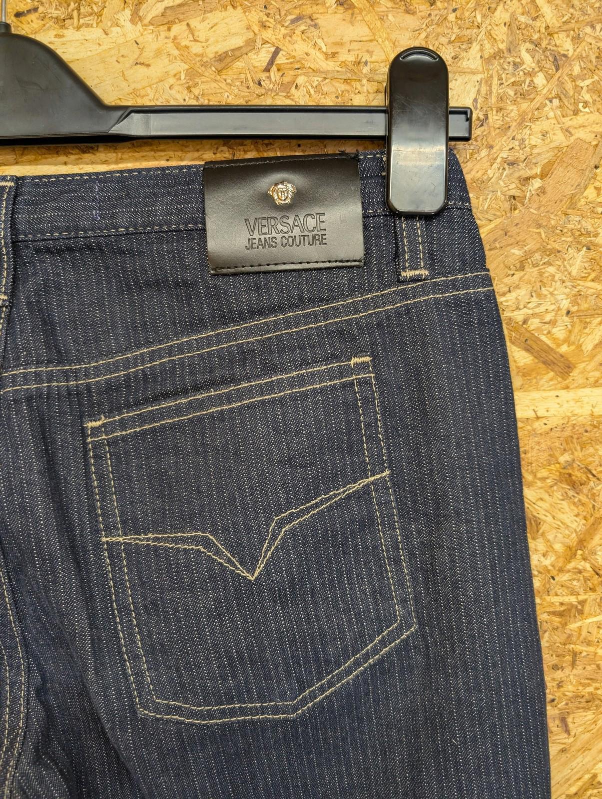 Versace Jeans Couture W28 L33 Women Regular Bootcut Denim Blue Striped Italy