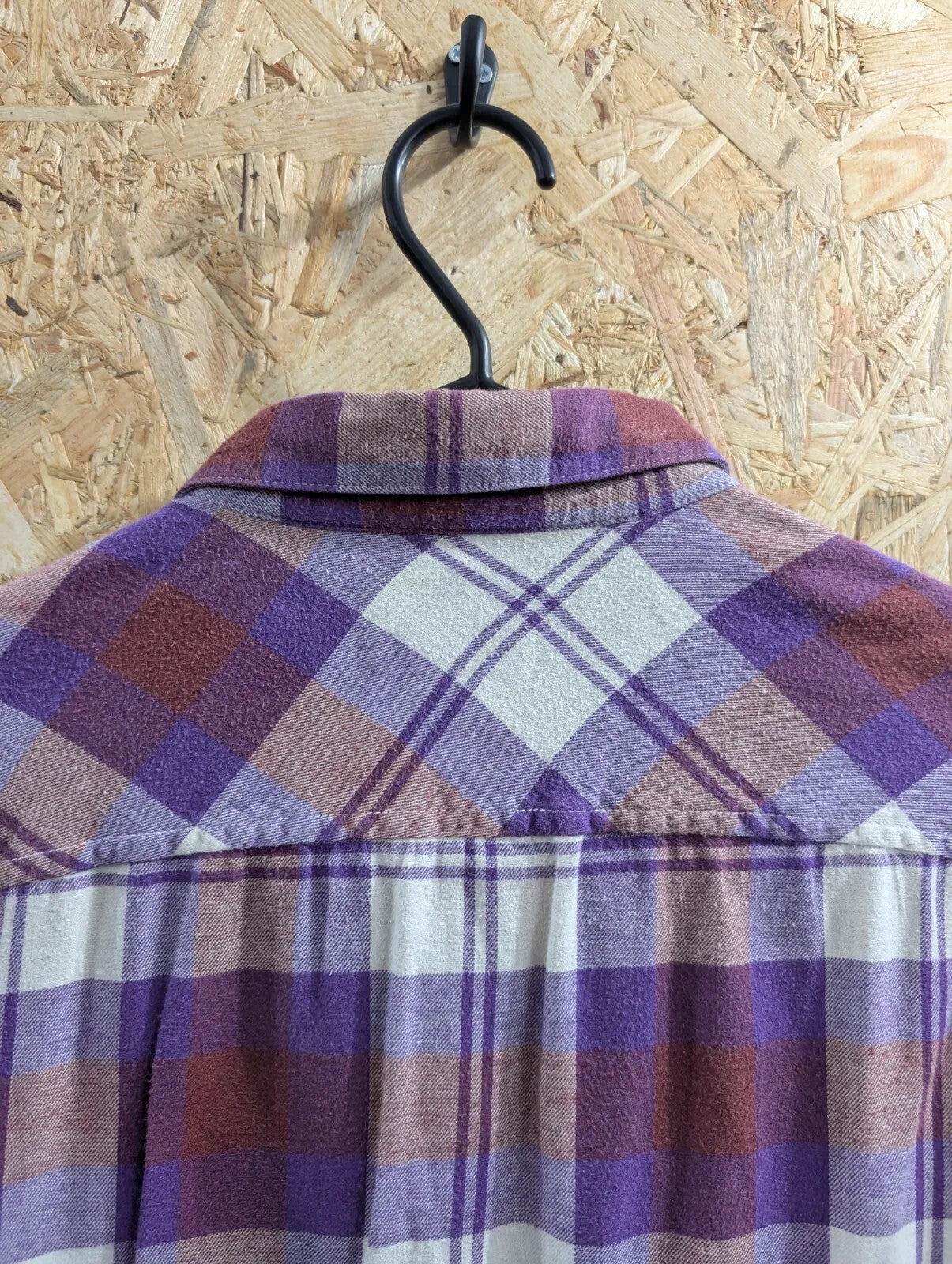 Diesel Shirt Mens Medium Purple Cream Plaid Flannel Long Sleeve Cotton Check