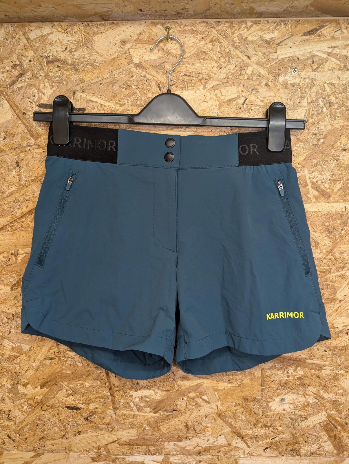Karrimor Comfort Shorts Women UK 10 Stretch Zip Pockets Teal Green Blue Gym