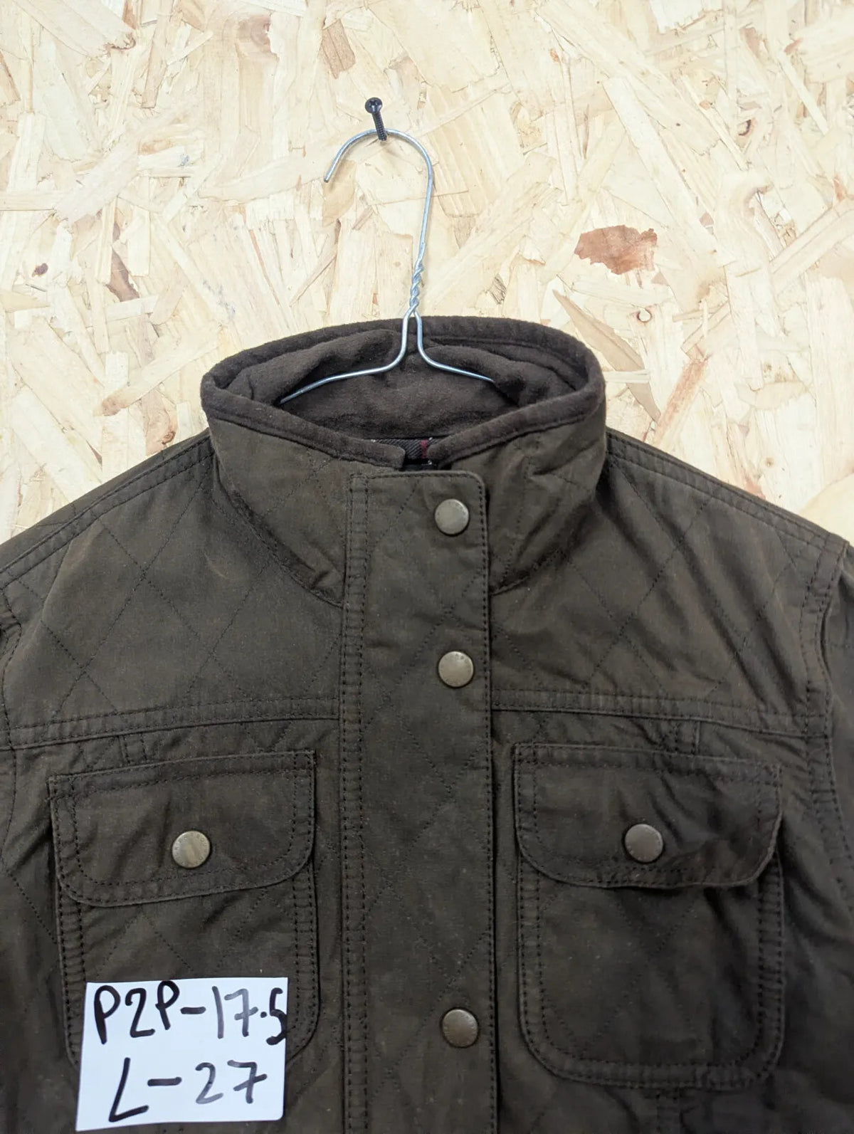 Barbour Quilted Utility Wax Jacket Women UK10 Brown Khaki Padded Diamond Country