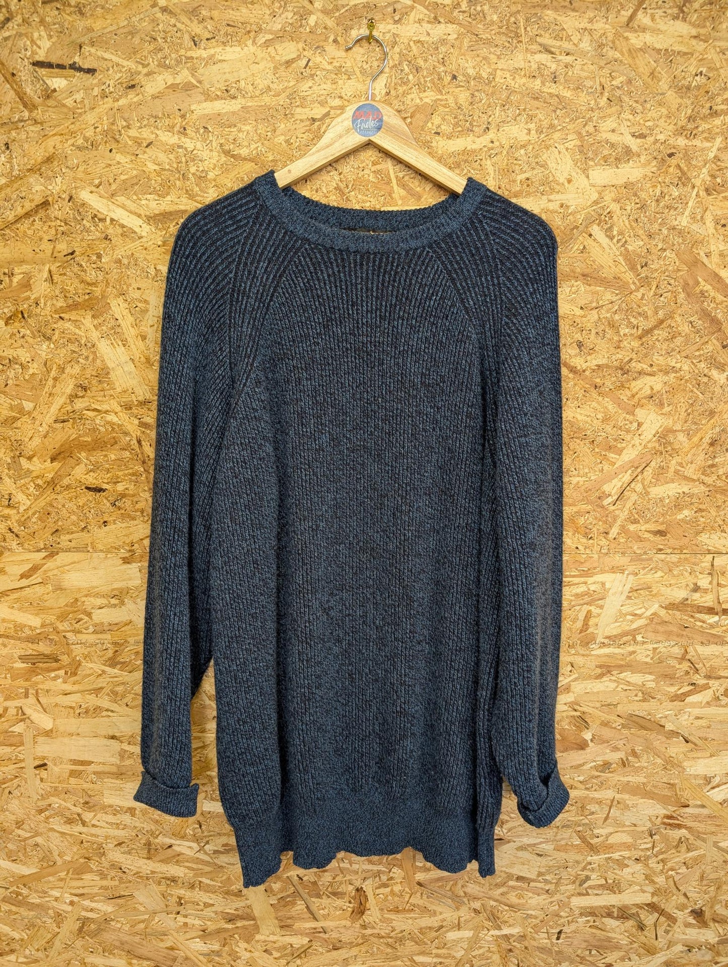 Barbour Country Tweed Jumper XL Crew Mens Vintage 90s Knit 100% Lambswool Blue