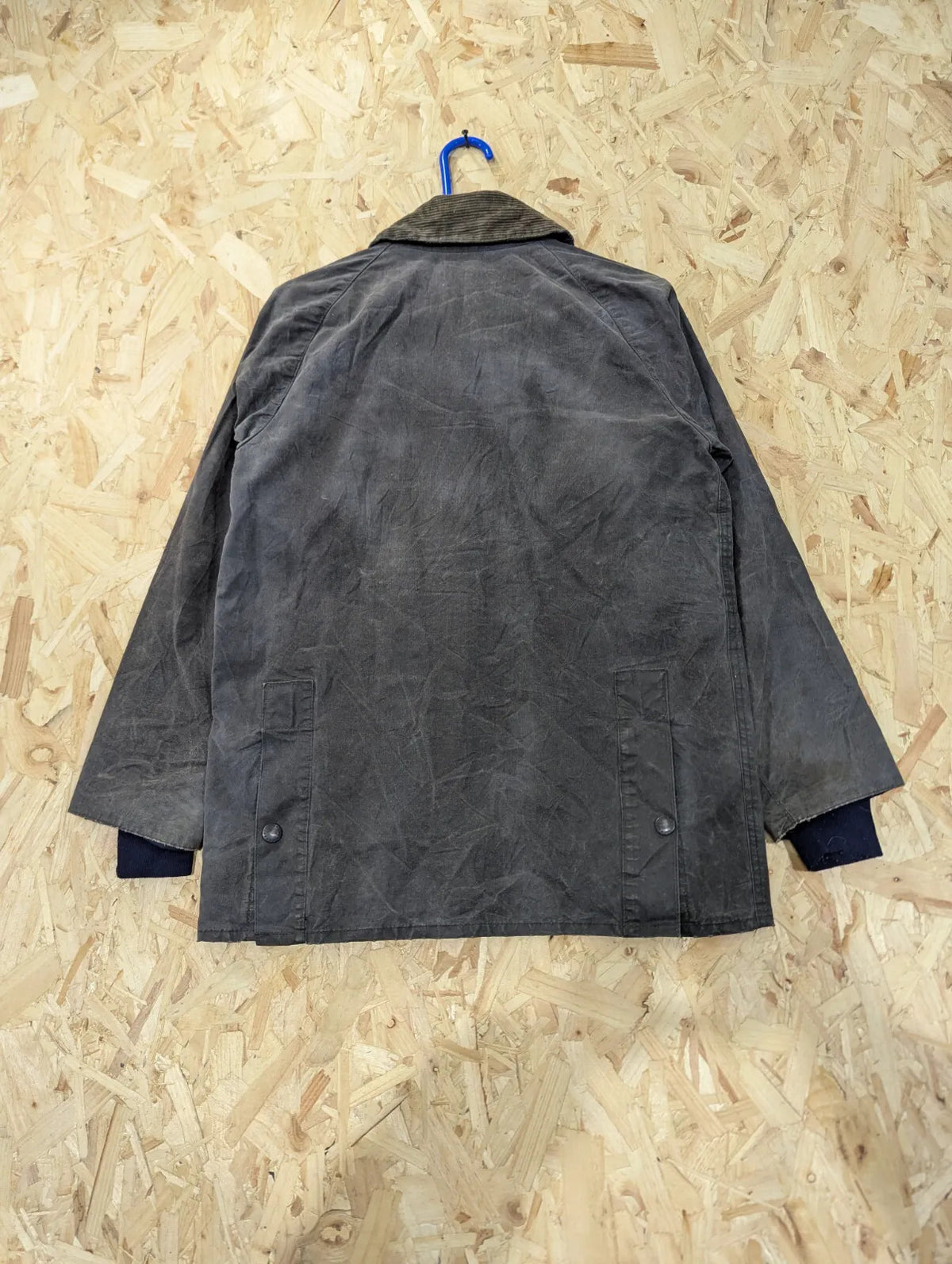 Vintage Barbour Bedale Wax Jacket Men XS C34 Navy Blue Cotton Tartan 80s England