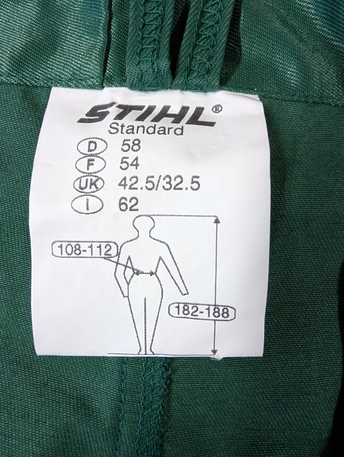 Stihl Protective Trousers W38 L32 Green Beavernylon Chainsaw Class 1 EN 381 Work