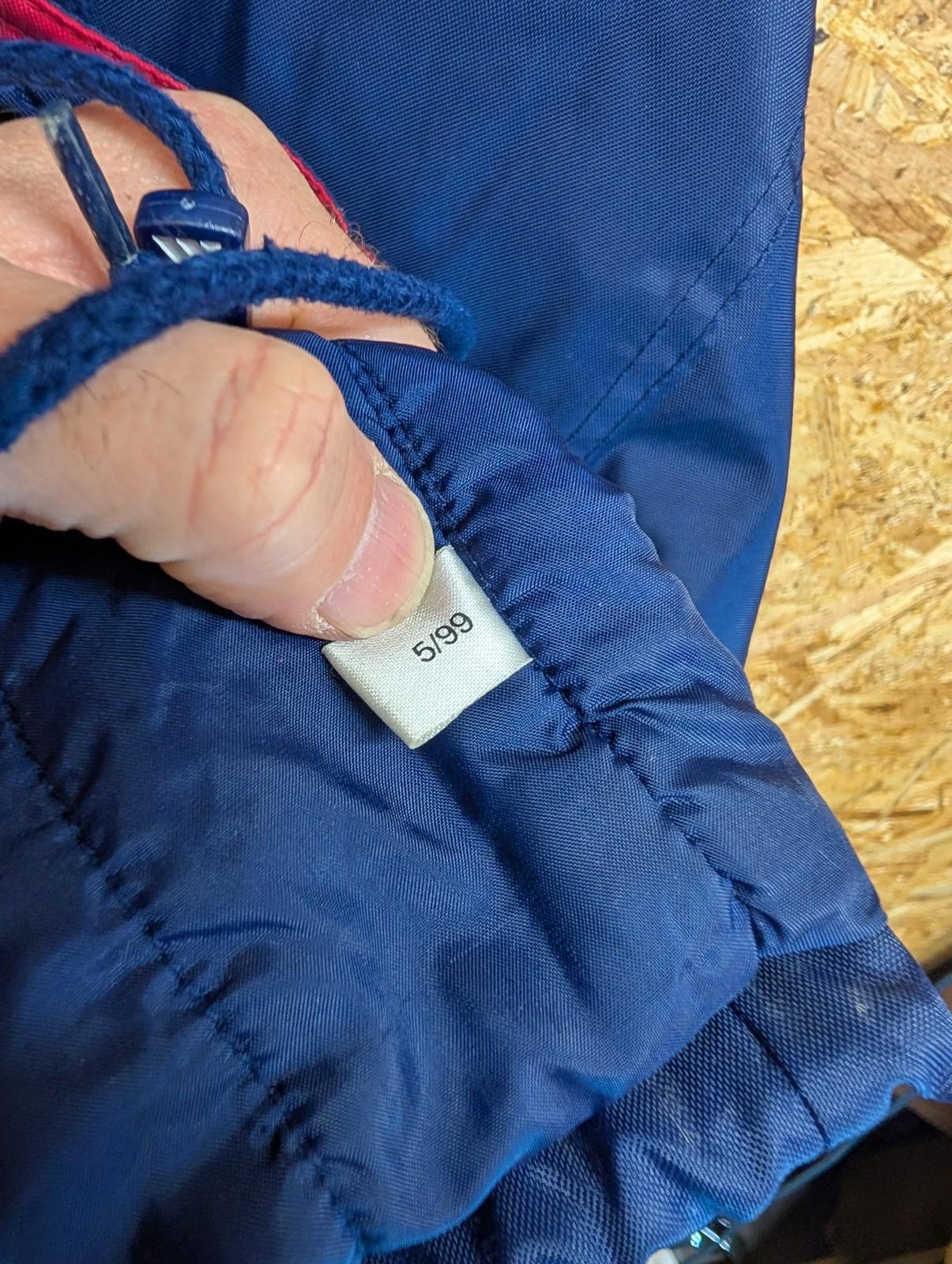 Adidas Parka Jacket Large Men Hooded Vintage 3-Stripes Navy Blue Red Padded Y2K