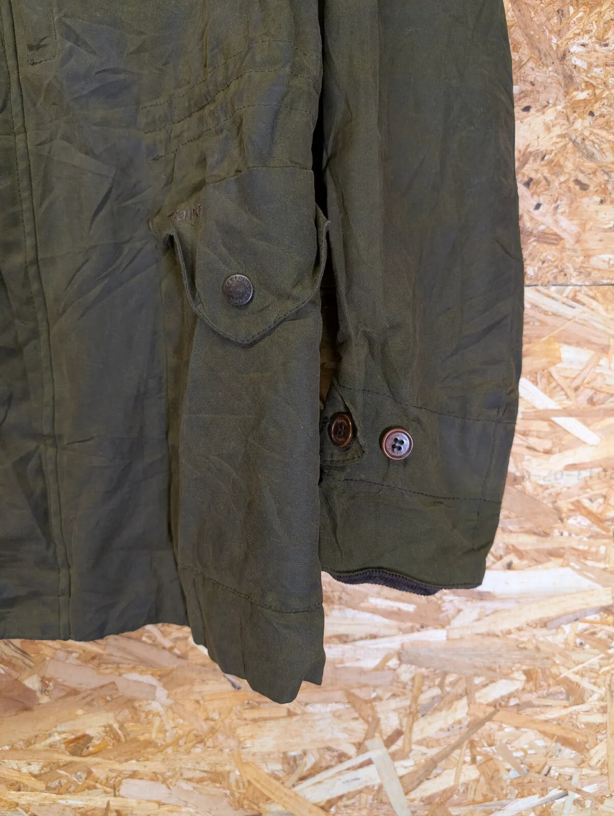 Barbour Hidcote Wax Jacket Mens Large Olive Green Cotton Tartan Tweed Wool