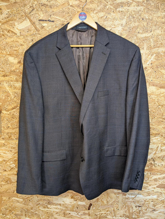 Ralph Lauren 52R 3XL 3-Piece Suit Pure Wool Grey Brown Check