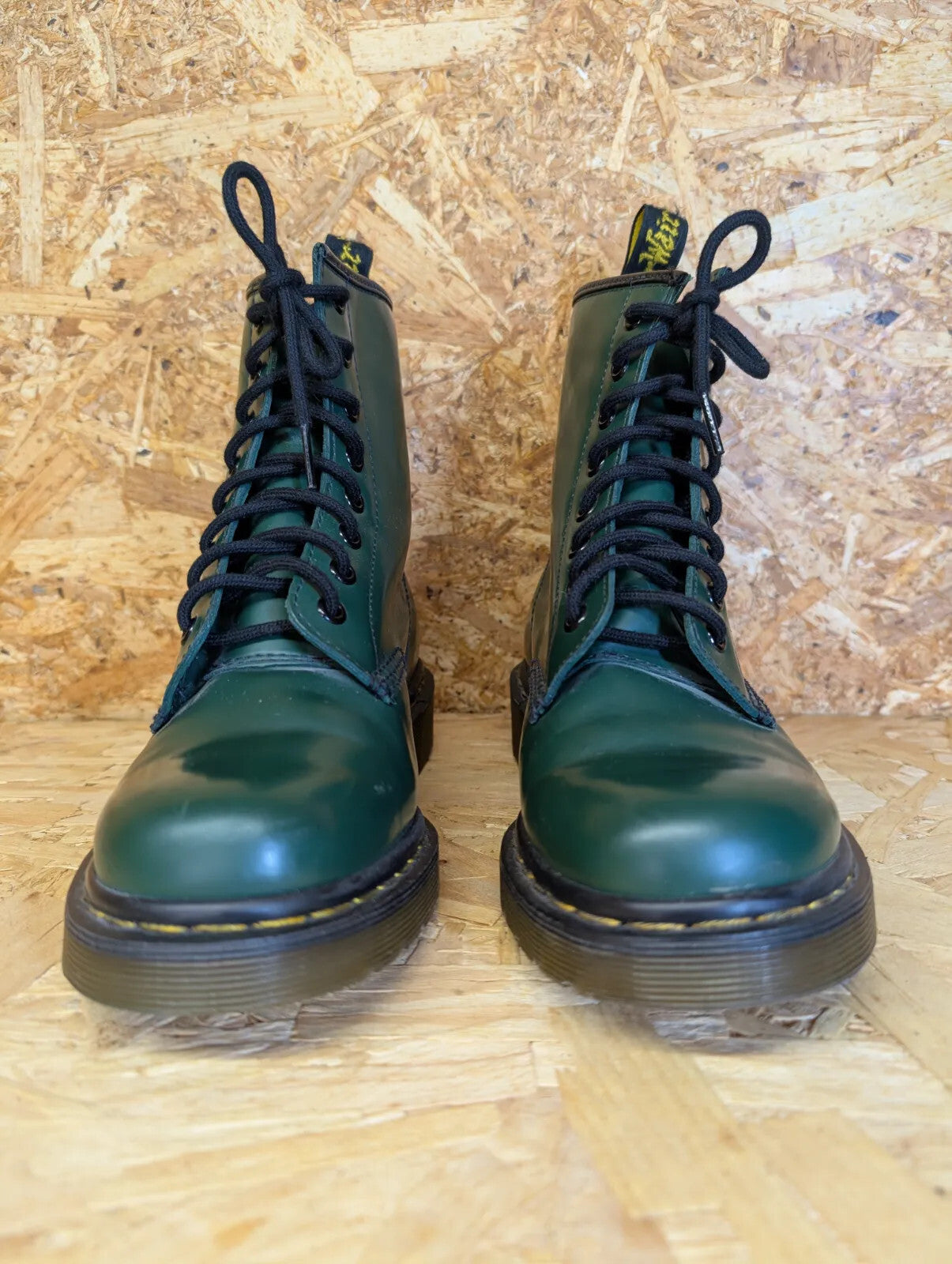 Dr Martens 1460 Green Leather Boots Womens UK 5 EU 38 Lace Up Smooth 10072