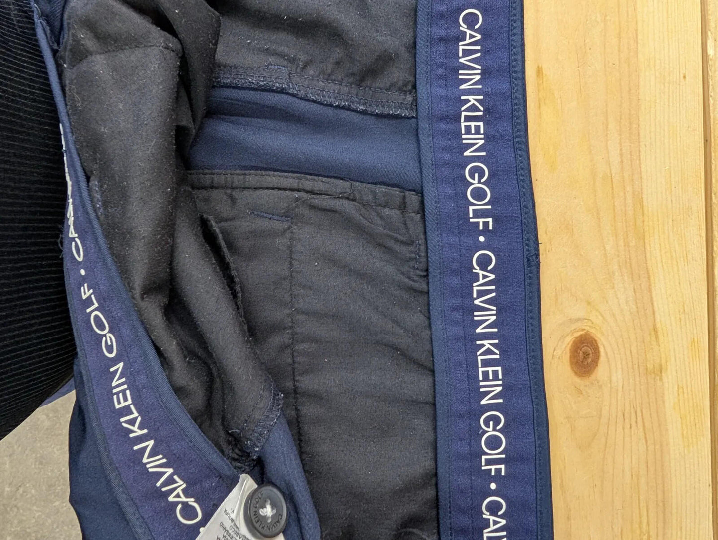 Calvin Klein Golf Shorts Mens W38 Navy Blue Stretch Zip Fly Pockets Belt Loops
