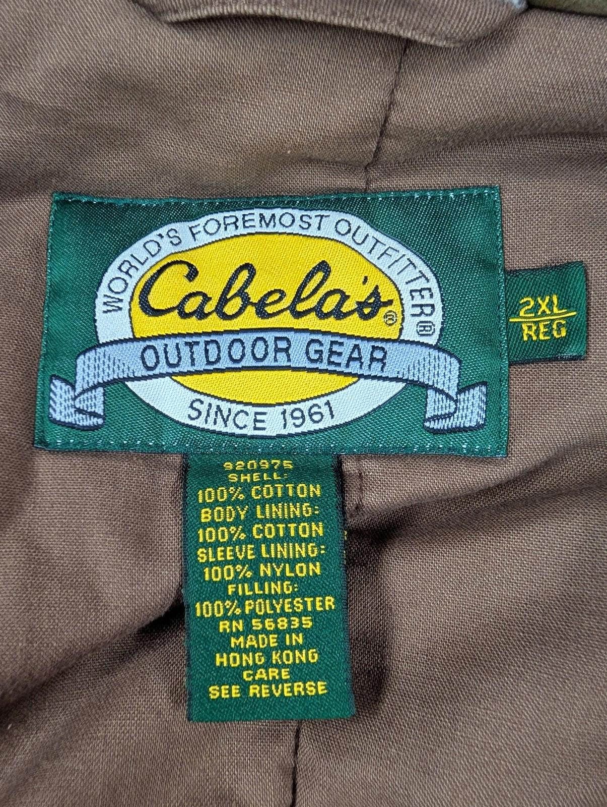 Cabelas Padded Jacket XXL Men Brown Cotton Hunting Coat Leather USA Detroit