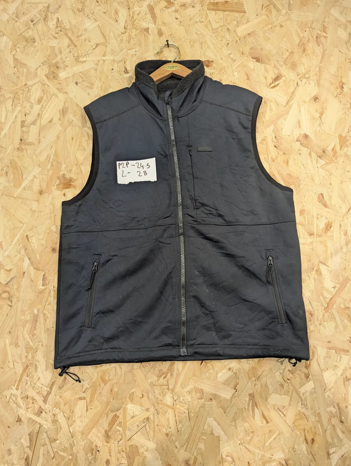Filson Granite Spire Fleece Vest Mens Large Grey Black Fleece Lined Full Zip
