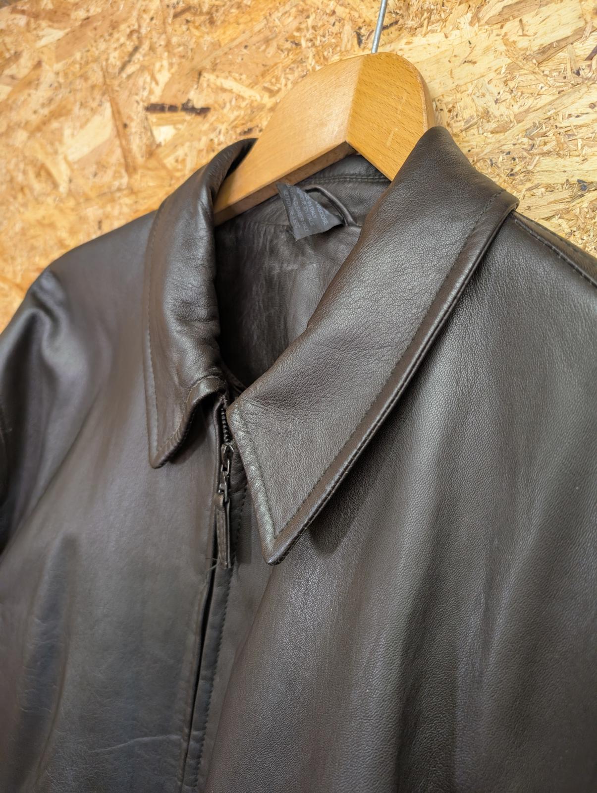 Latini Leather Jacket Mens Size XL Brown Made In Italy Simple Zip Front