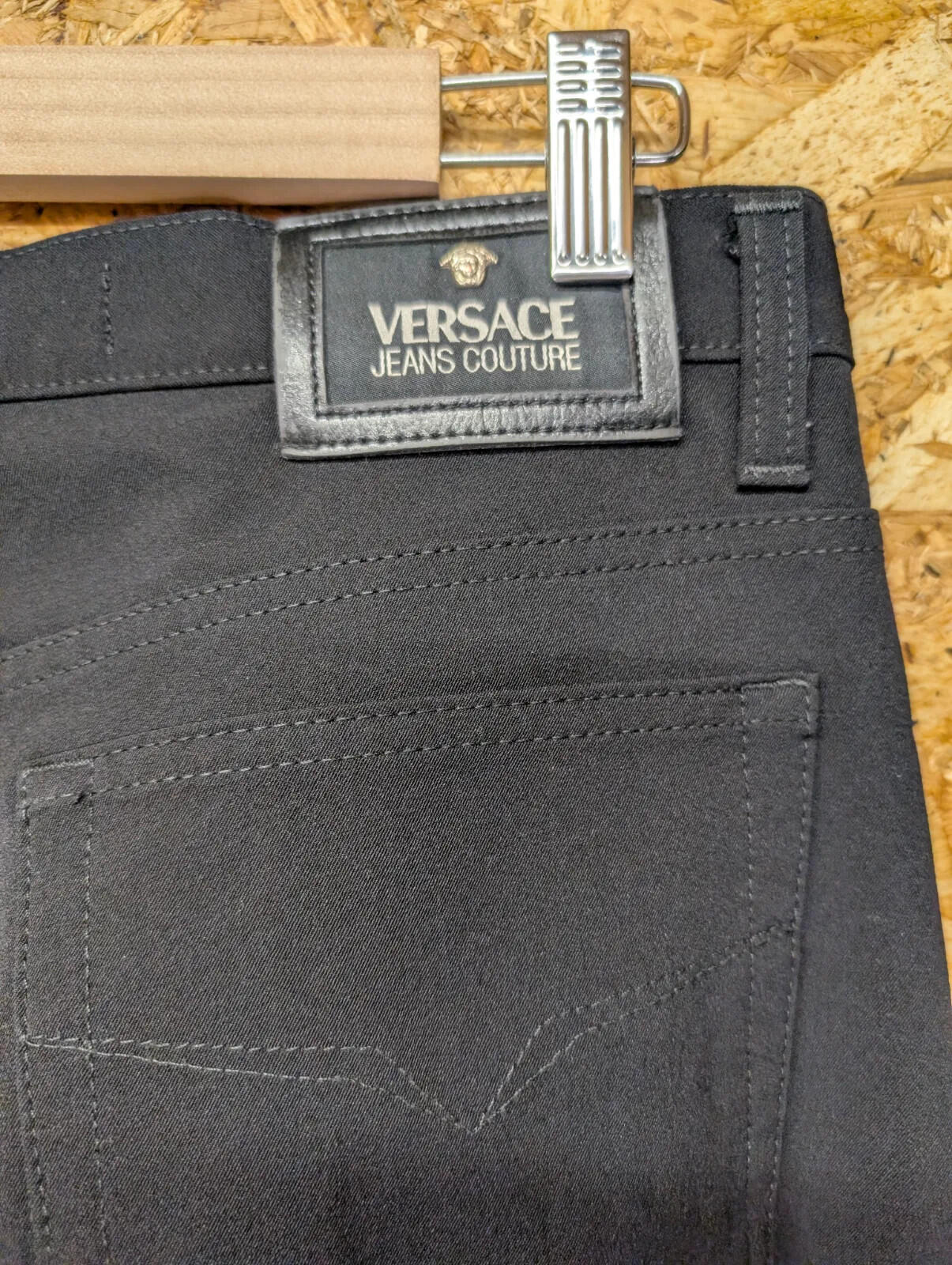 Versace Jeans Couture Trousers Mens W34 L32 Black Stretch Zip Fly Vintage 90s