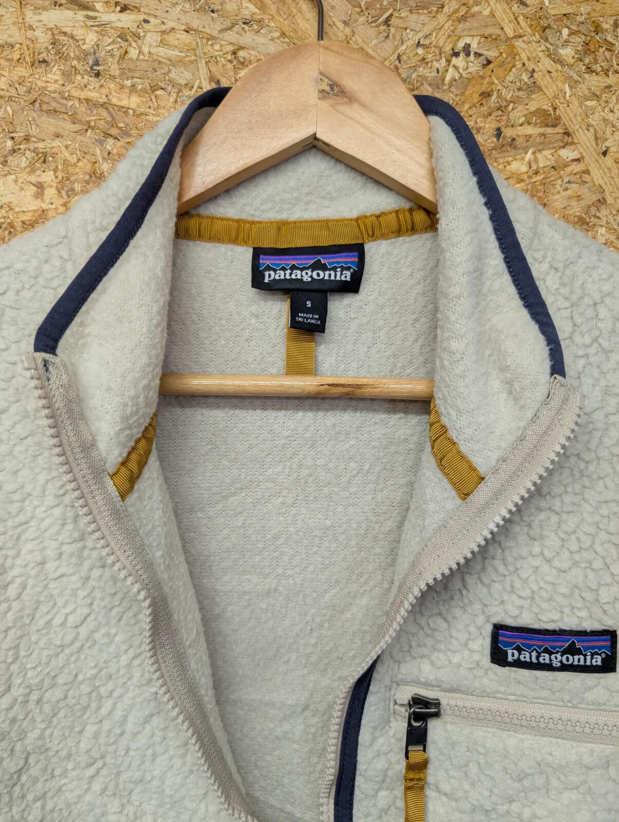 Patagonia Deep Pile Fleece Pullover Jacket Womens Small Cream Retro Sherpa Zip