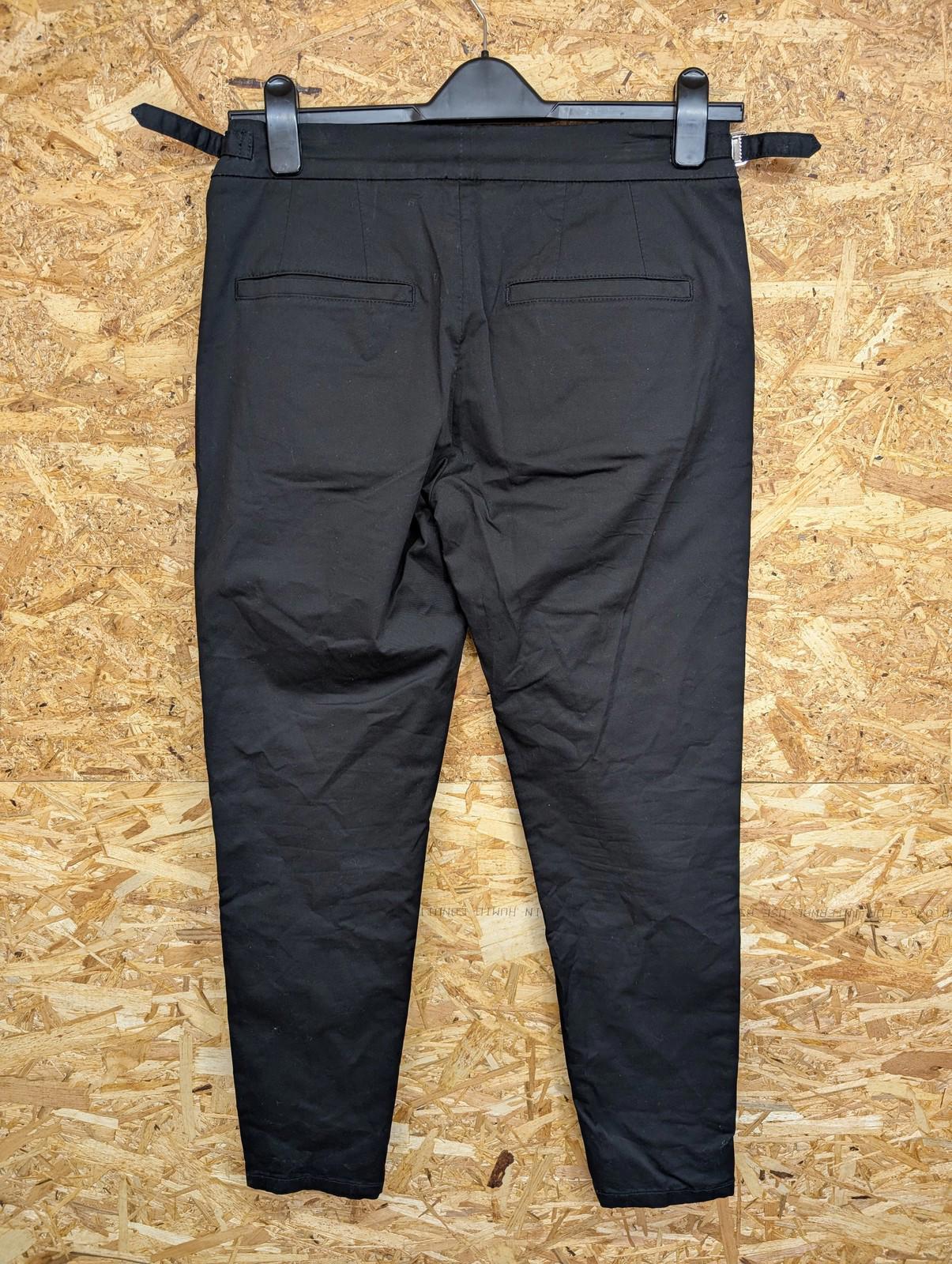 Arne Trousers Mens W32 L28 Slim Fit Black Cotton Blend Casual Pants Chino Buckle