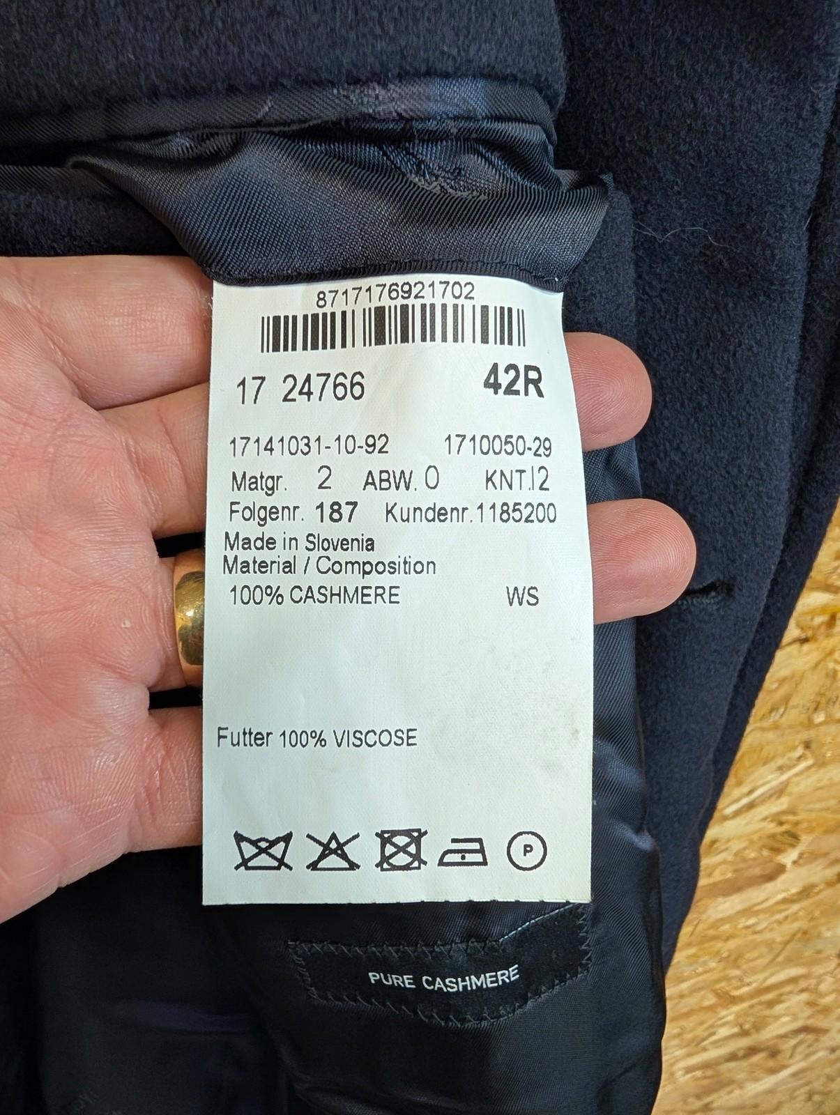 Jaguar Overcoat Mens 42R Large Classic 100% Cashmere Long Navy Blue Winter Coat